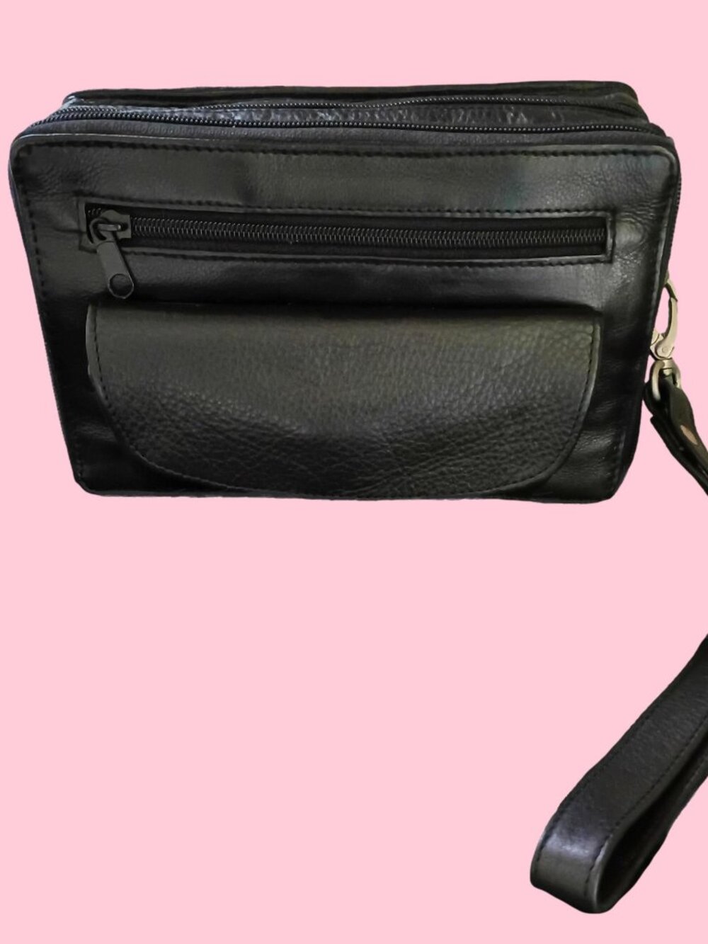 Wilsons Mens Black Leather Bag Travel Case